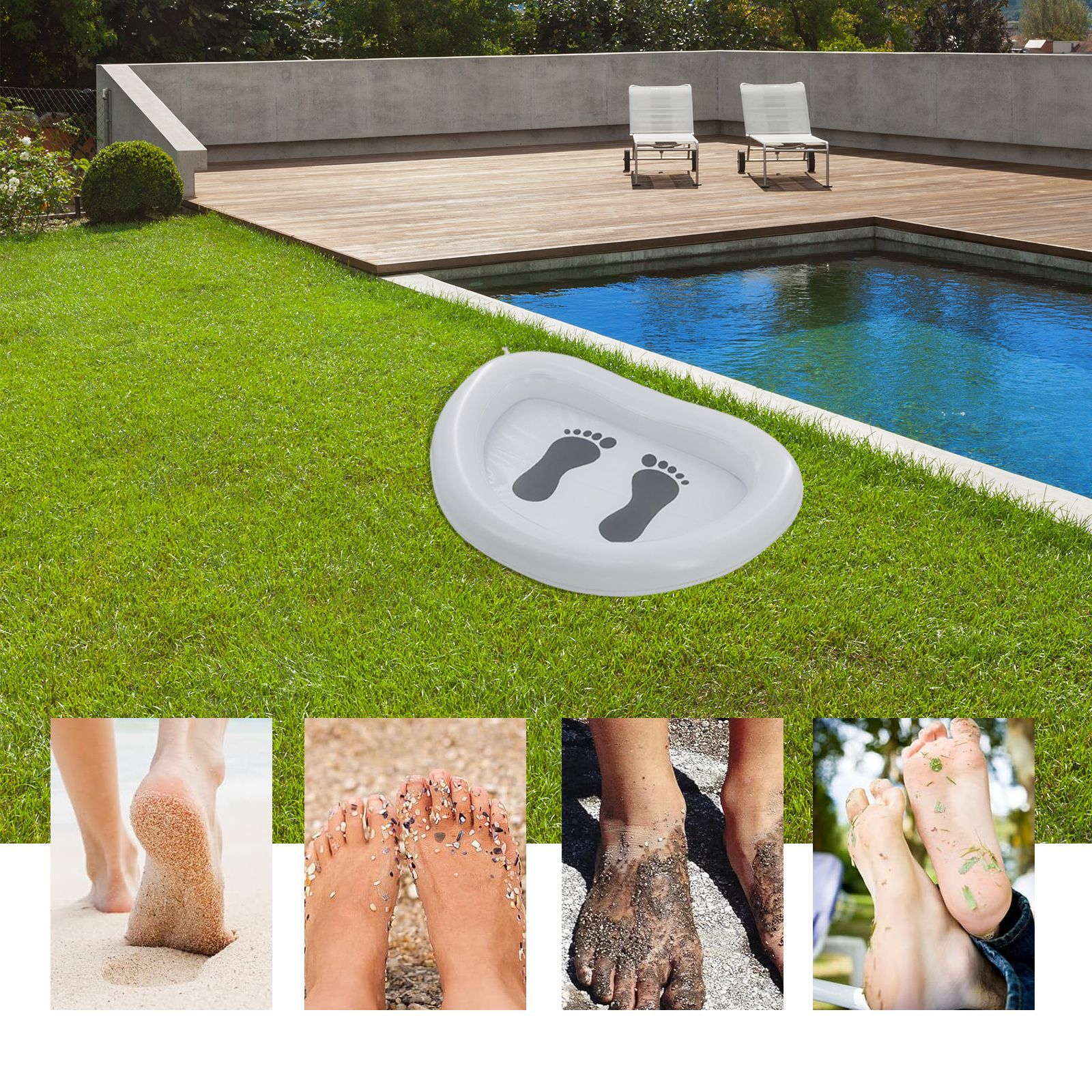 Inflatable Foot Bath Basin - 88x65CM White PVC Wash Setup