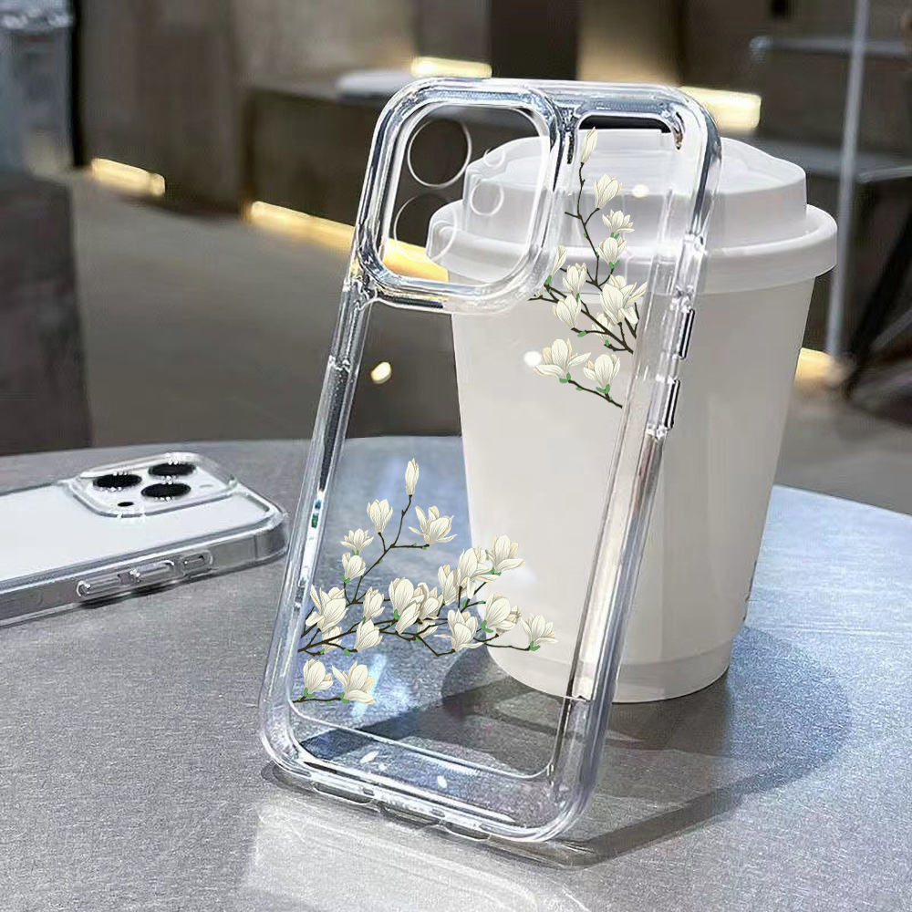 Transparent Floral Silicone Case for iPhone - Shockproof & Stylish
