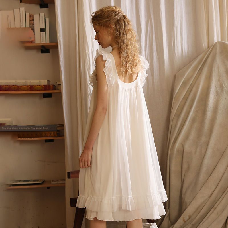 Vintage Bow Nightdress Lace Fairy White Suspender - Image 10