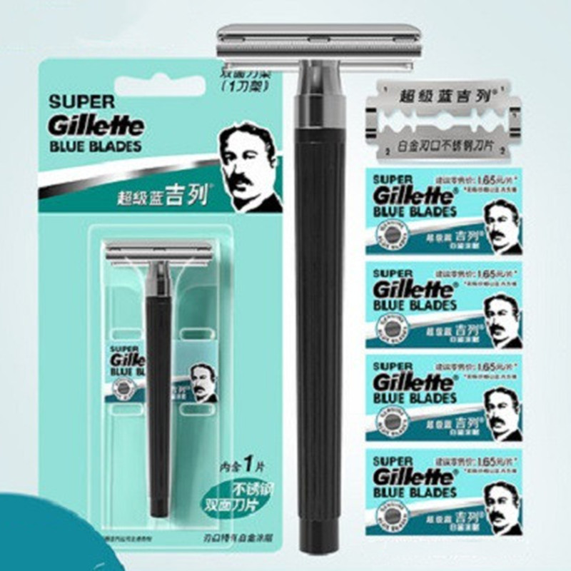 Lake Blue Manual Razor Set with Knife Holder & 6 Blades