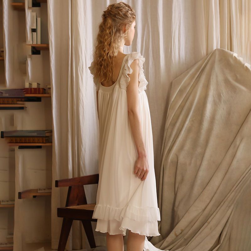 Vintage Bow Nightdress Lace Fairy White Suspender - Image 3