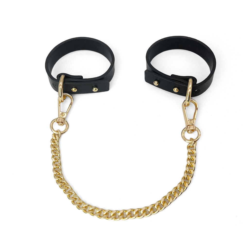 Leather Handcuffs with Chain - Available in Multiple Colors