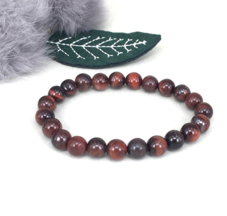 Unisex Vintage Red Tiger Eye Geometric Bracelet for Anti-Fatigue