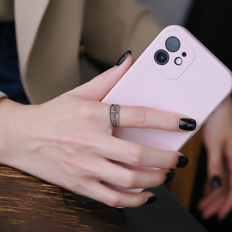 Vintage Silver Cross Flower Ring – Retro Design, Perfect Gift - Image 3