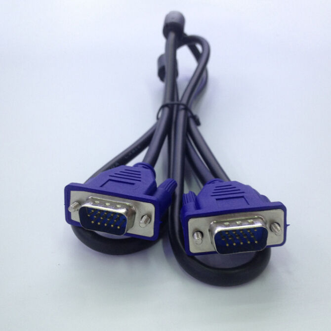 1.5m Black VGA Cable with Nickel-Plated Terminals - High Quality