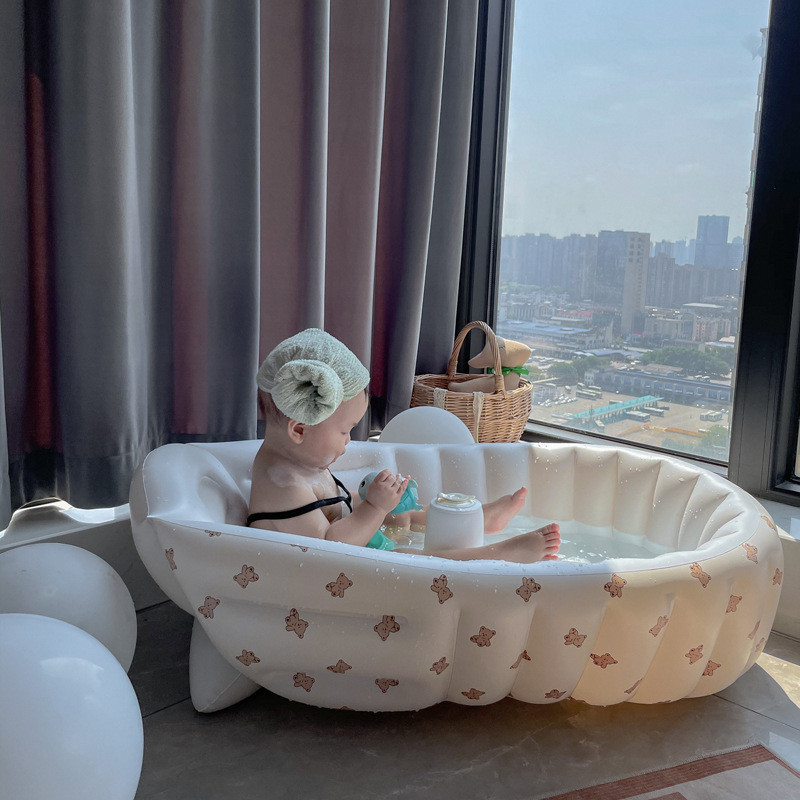 Inflatable Round Children's Pool - Olive Care Bear, 90x55x30cm