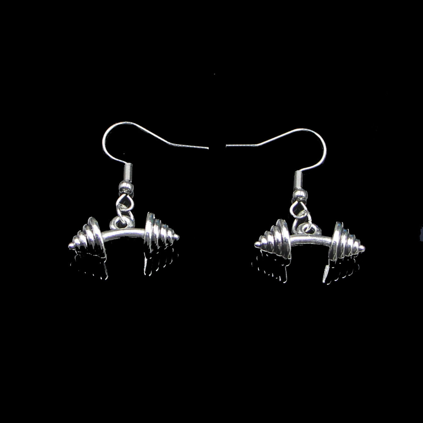 Retro Unisex Dumbbell Earrings in Ancient Silver - Stylish Alloy Accessory