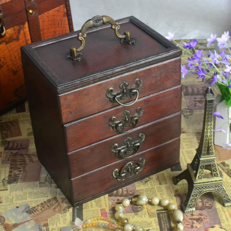 Classical Chinese Wooden Desktop Storage Box for Organizing Essentials