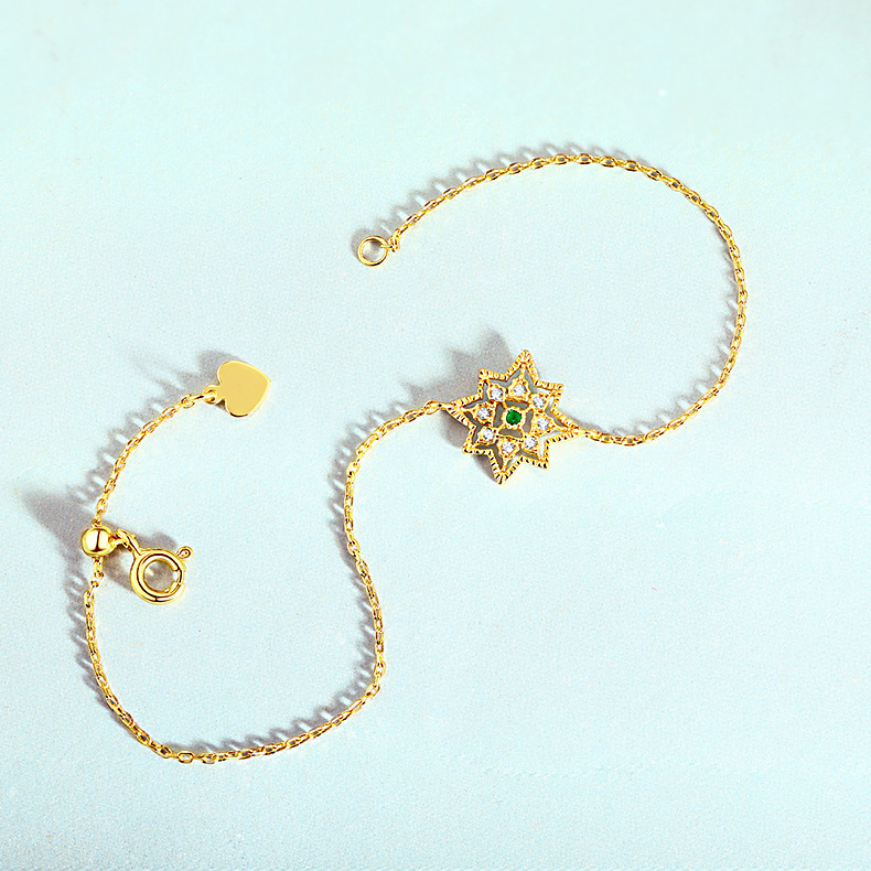 Geometric 925 Silver Bracelet in 9K Gold – Individually Packaged