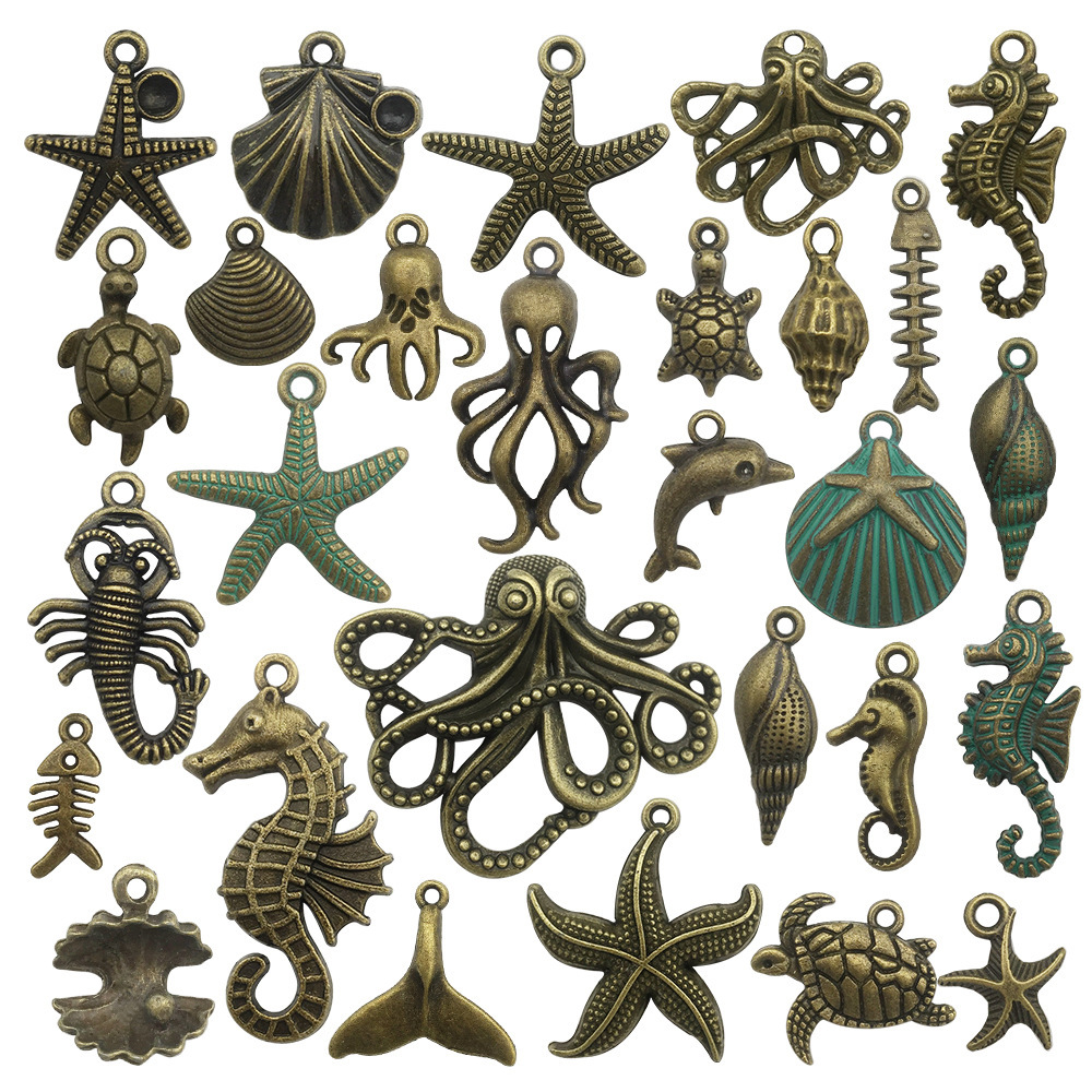 Elegant DIY Alloy Accessories - Unique Bronze Tube Charms Set