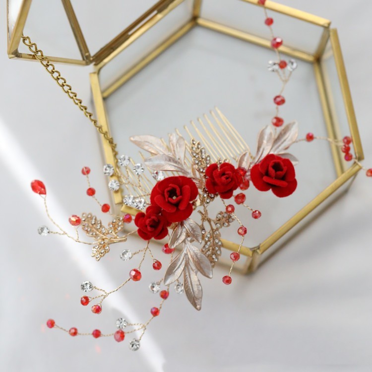 Elegant Red Crystal Metal Hair Accessory for a Stylish Look