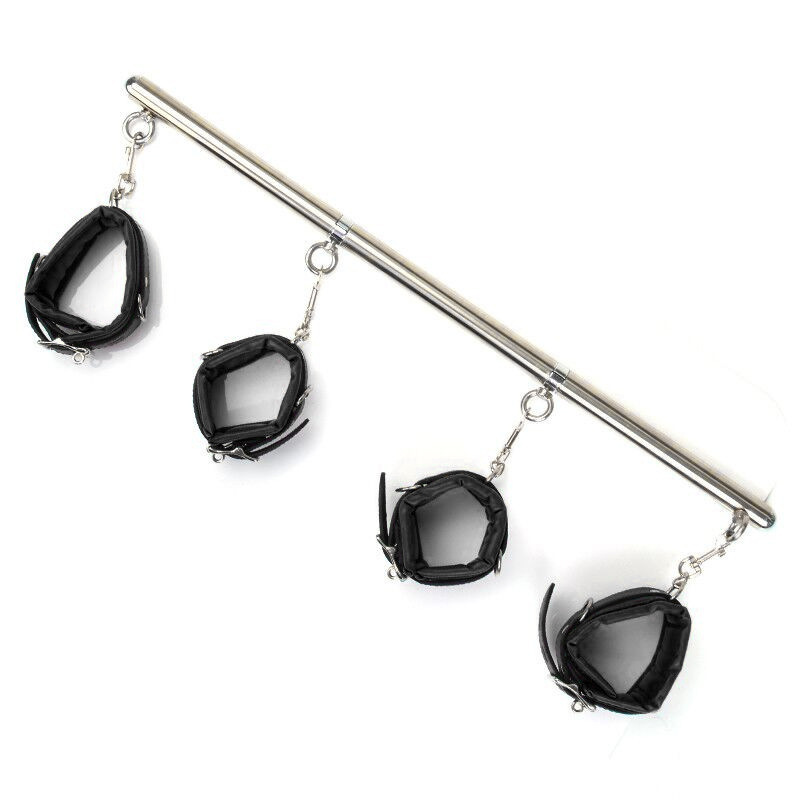 Flirty Straight Steel Pipe Cuffs in Premium PU Leather - Black/Red