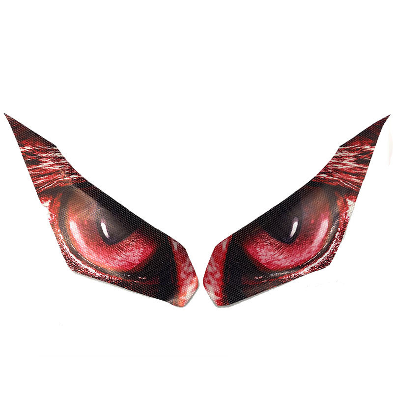 Menacing cat eye stickers for pets or Halloween costumes, vibrant red and black design, premium quality, adhesive decal, protective film, unique gift idea, Dam Beaver Shop.