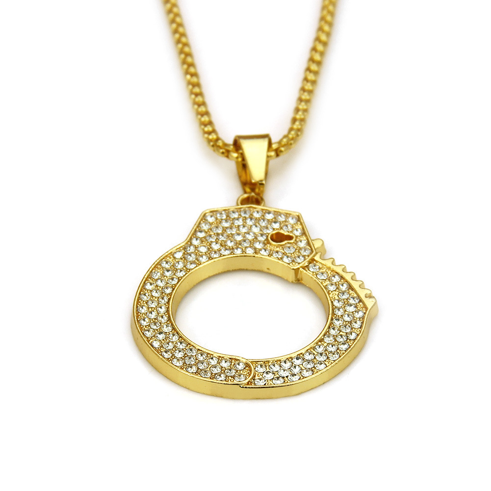 Hip Hop Rap Street Dance Ornament Diamond-embedded Personality Handcuffs Pendant Necklace Exaggerated Men Ornament - Image 7
