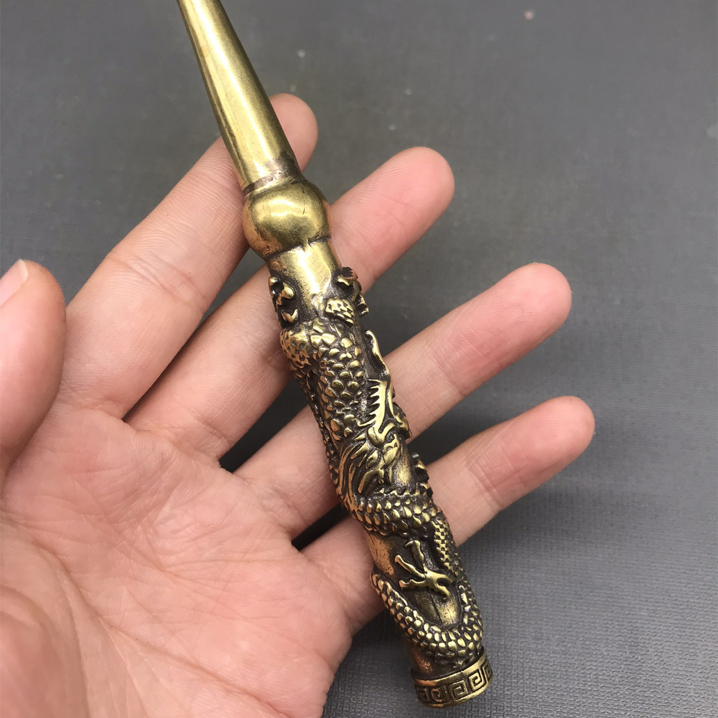 Elegant Brass Cigarette Holder - Length 11cm, Diameter 1.2cm