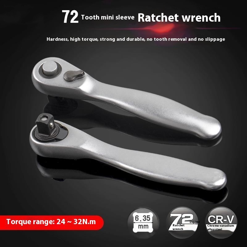 Mini Ratchet Wrench - Durable 50# Steel, Galvanized Finish