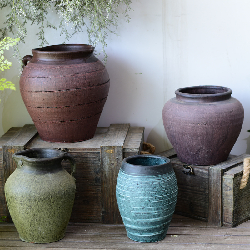 Medium Retro Pottery Earthenware Pot - Corrosion Resistant Decor