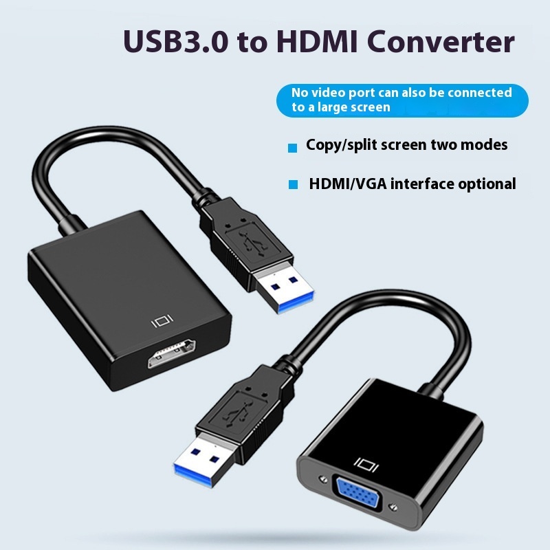 USB to HDMI/VGA Adapter - Drive-Free, 0.15m Length, 2.0/3.0 Versions