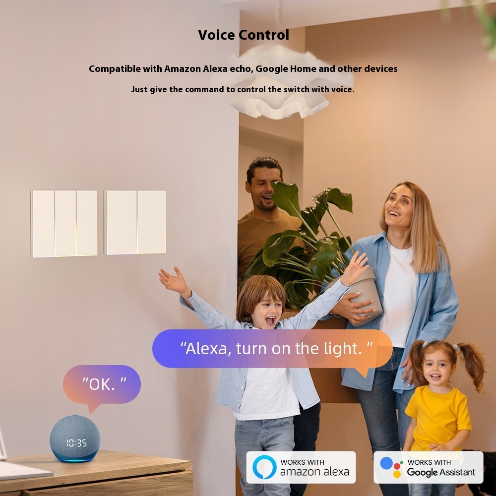 WiFi Zero Fire Smart Switch with Voice Control & Overload Protection