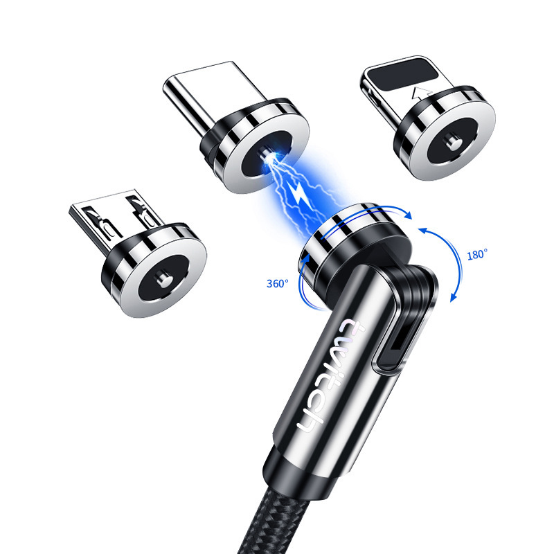 1m Magnetic Rotating Charging Cable for Android, Type-C, Apple