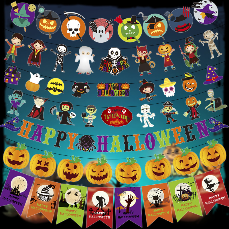 Halloween Jack-o-lantern Spider Web Pull Flag