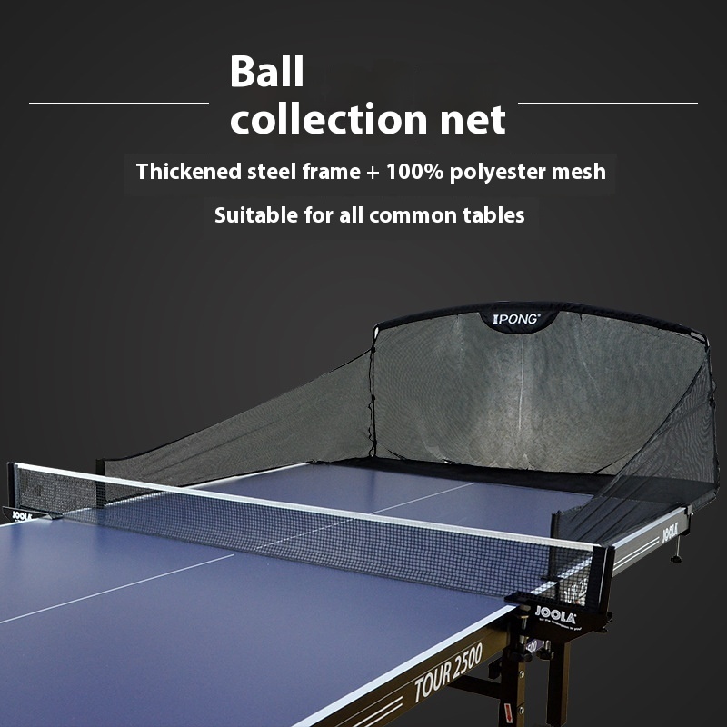 Table Tennis Ball Collection Net - Durable Black PE & Metal Gear