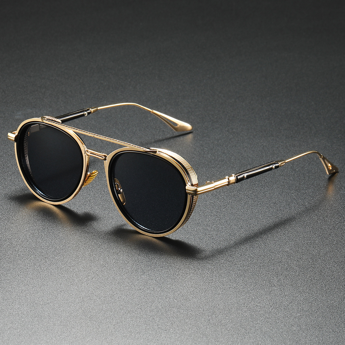 Stylish UV400 Full Frame Sunglasses with Gold & Green Accents