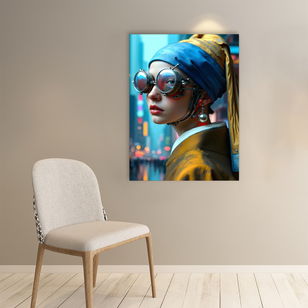 Dam Beaver Shop Cyberpunk Girl with a Pearl Earring Poster High Quality