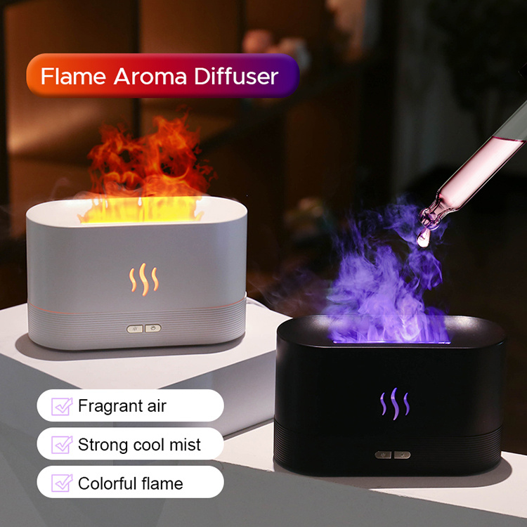 RGB Flame Humidifier with Color Changing Light - 180ml Capacity