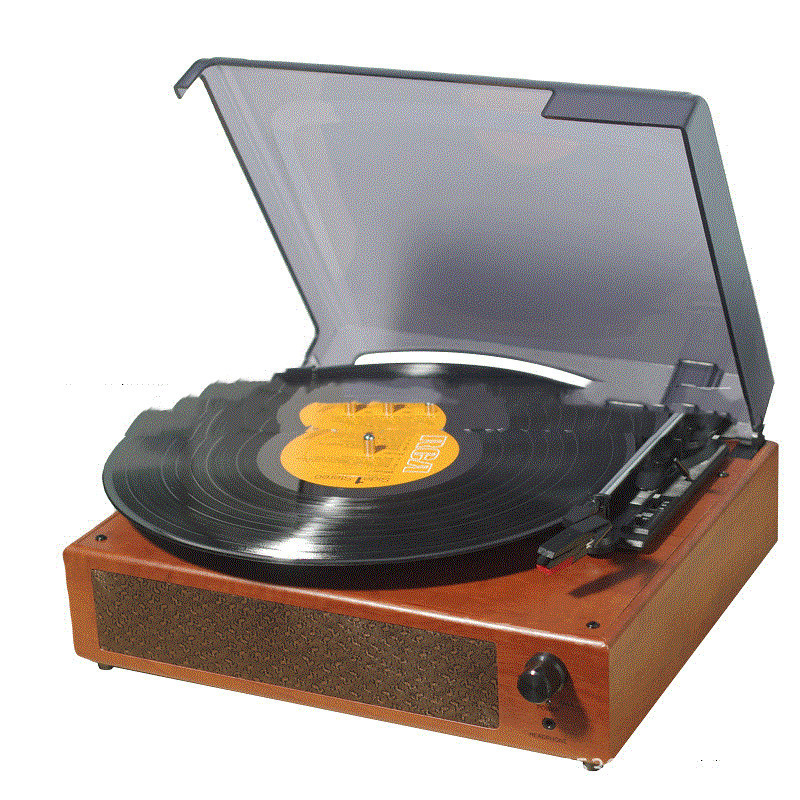Retro Phonograph with Triangular Aluminum Tube & 3 Speed Support
