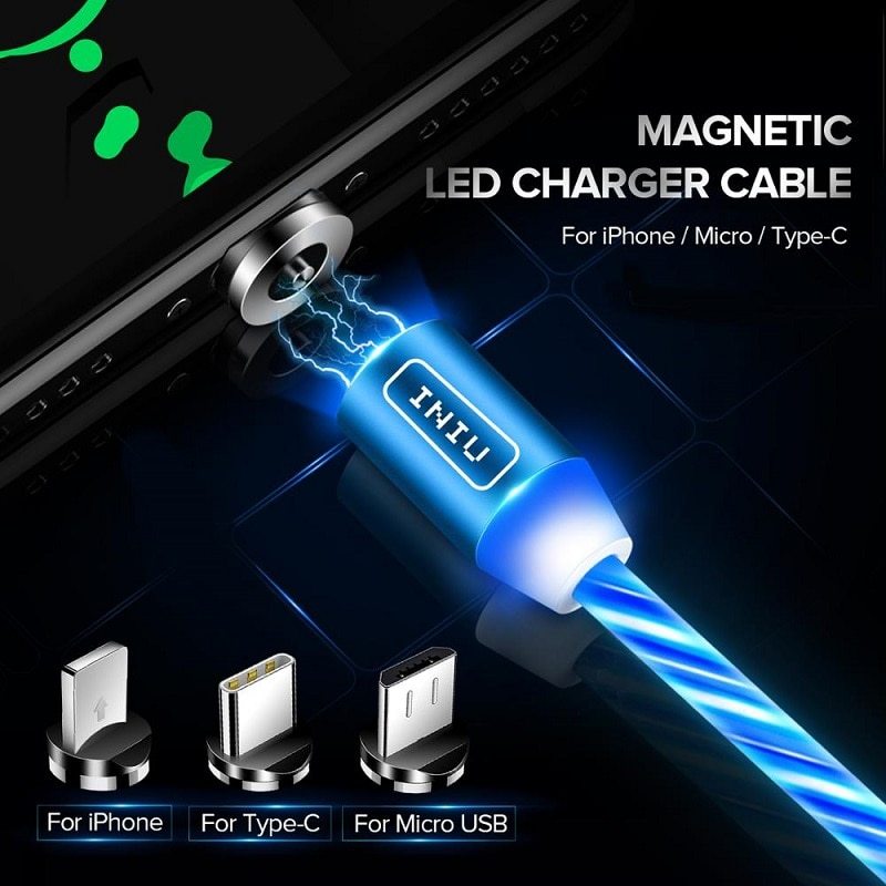 Magnetic Data Cable for iPhone & Android - 1m, 2.4A Charge Speed