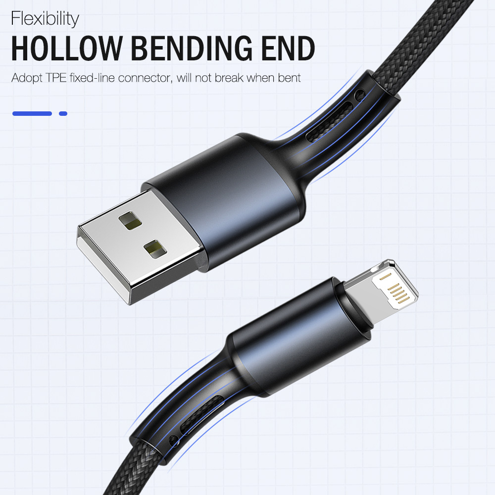 Durable Mobile Phone Data Cable - 0.25m, 1m, 2m, 3m - Black/Blue