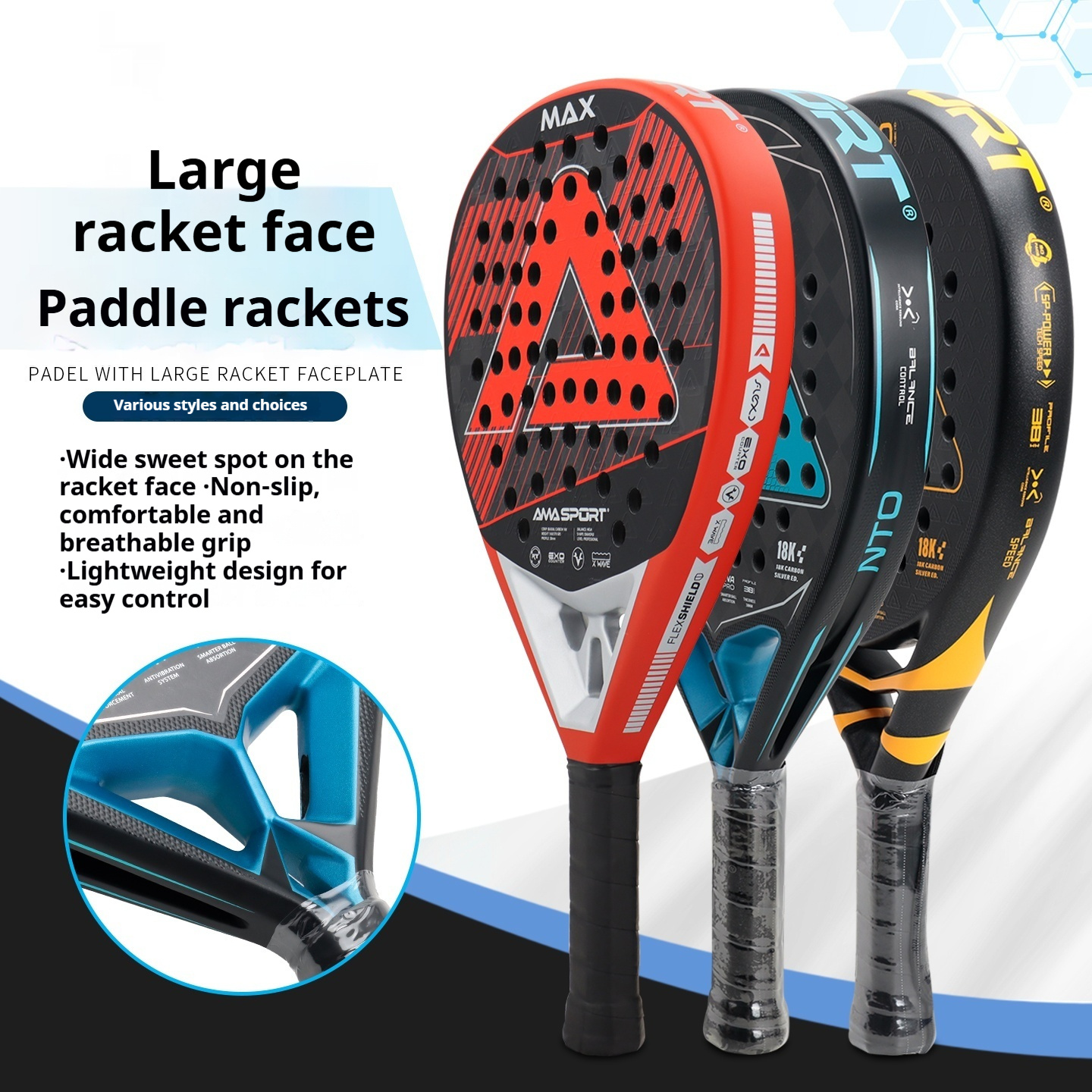 Versatile Carbon Fiber Racket in Various Colors with Bag Included