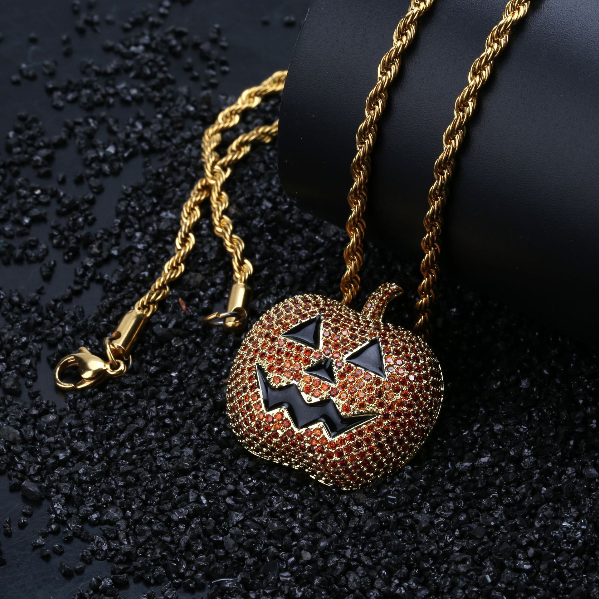 Jack-o-lantern Jewelry Pendant Micro-inlaid Zircon Color Necklace