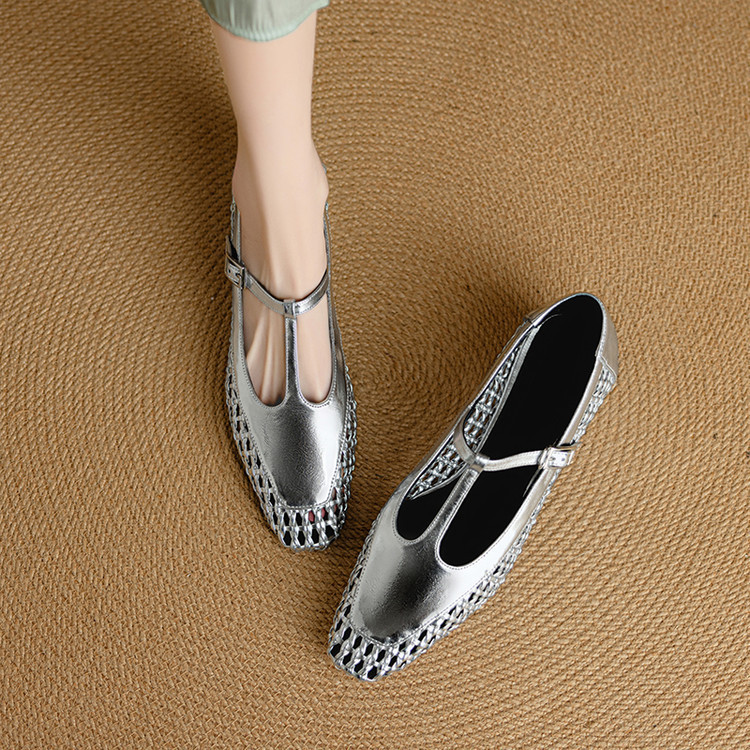 Mid Heel Authentic Leather Silver Mary Jane Shoes Sandals New