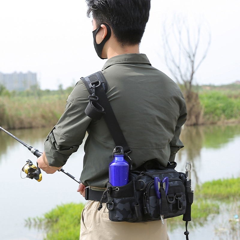 Camouflage Fishing Rod Waist Bag - Versatile Crossbody Design