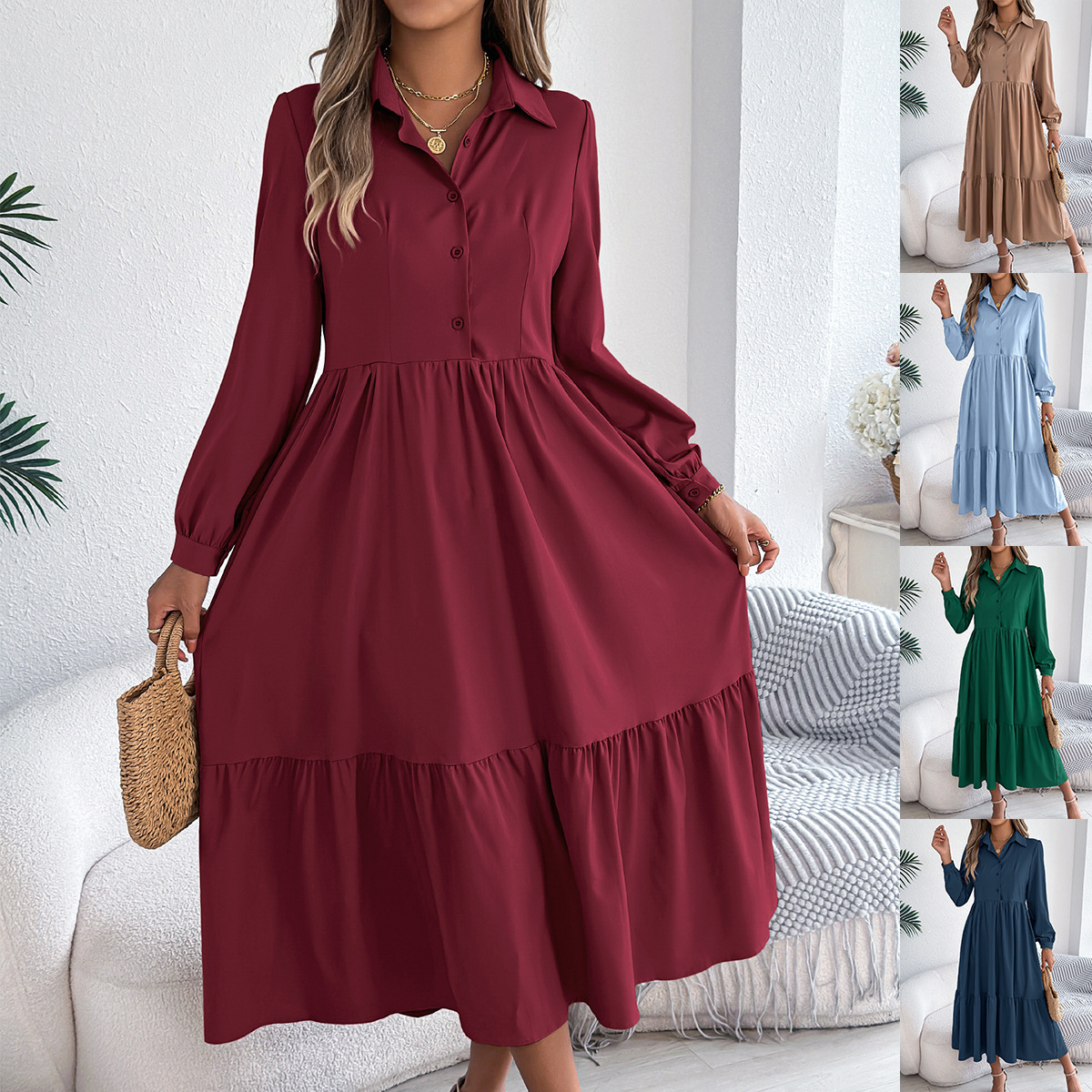 Stylish High Waist Long Dress in Multiple Colors and Sizes S-XL
