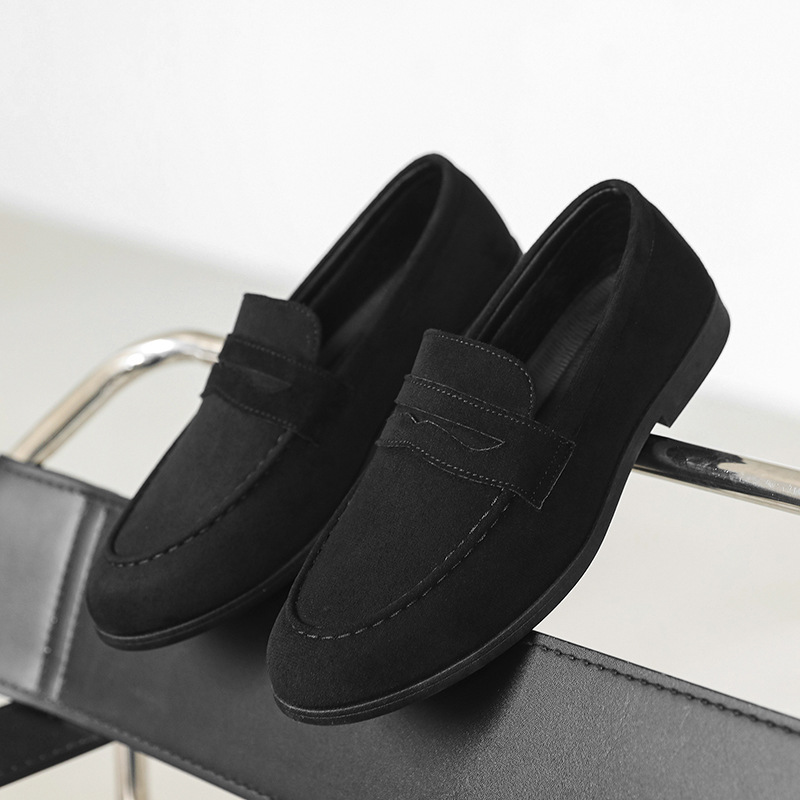 Men's Low Heel Casual Shoes in Black, Brown, & Blue Velvet Leather