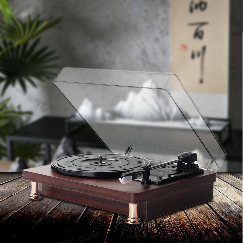 Stylish Bluetooth Vinyl Record Player with Stereo Speakers