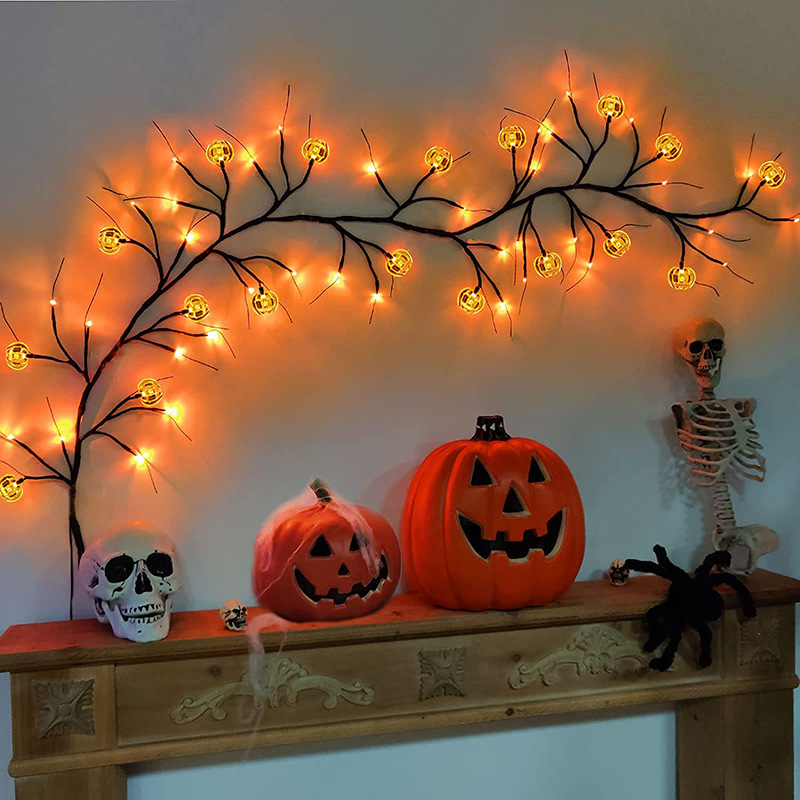 Unique LED Rattan Bat & Pumpkin Lights for Halloween Decor