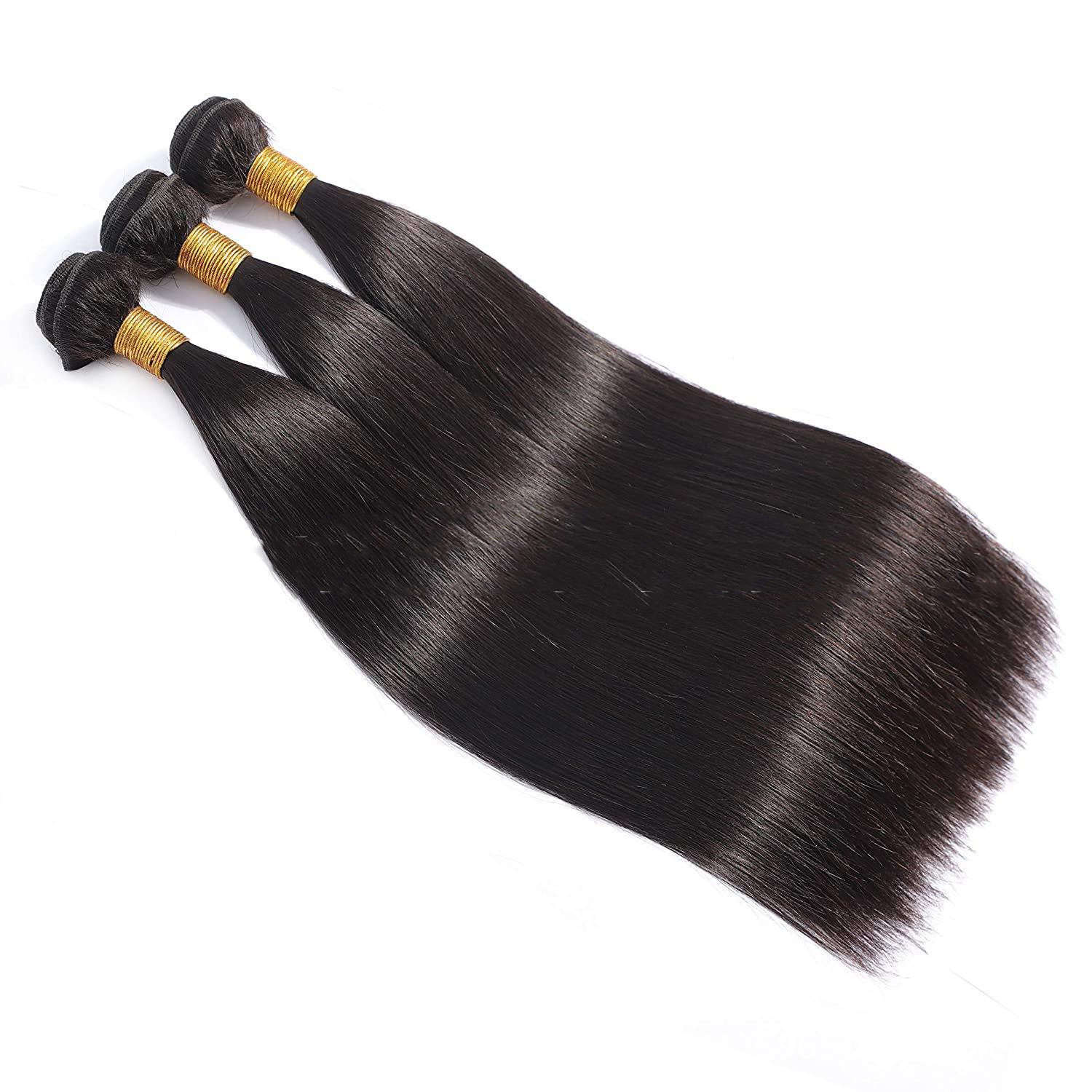 Long Black Hand-Woven Human Hair Wig - Customizable Lengths & Bangs