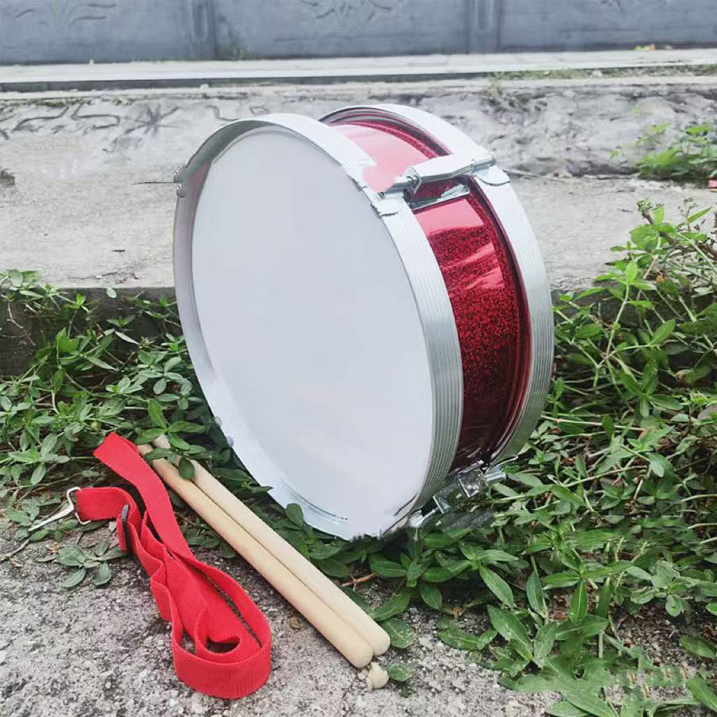 Red PVC Military Drum Set with Drumsticks and Accessories