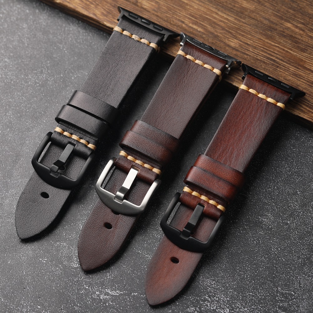 Handmade Leather Watch Strap | First Layer Cowhide, Sizes 41-49MM