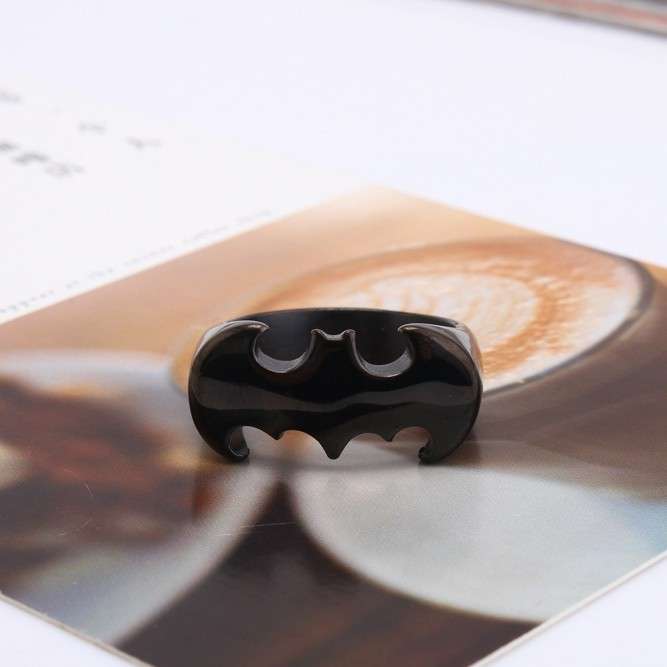 Personalized Bat Wing Ring - Custom Engraved Stainless Steel Band - Vintage Punk Jewelry for Men
