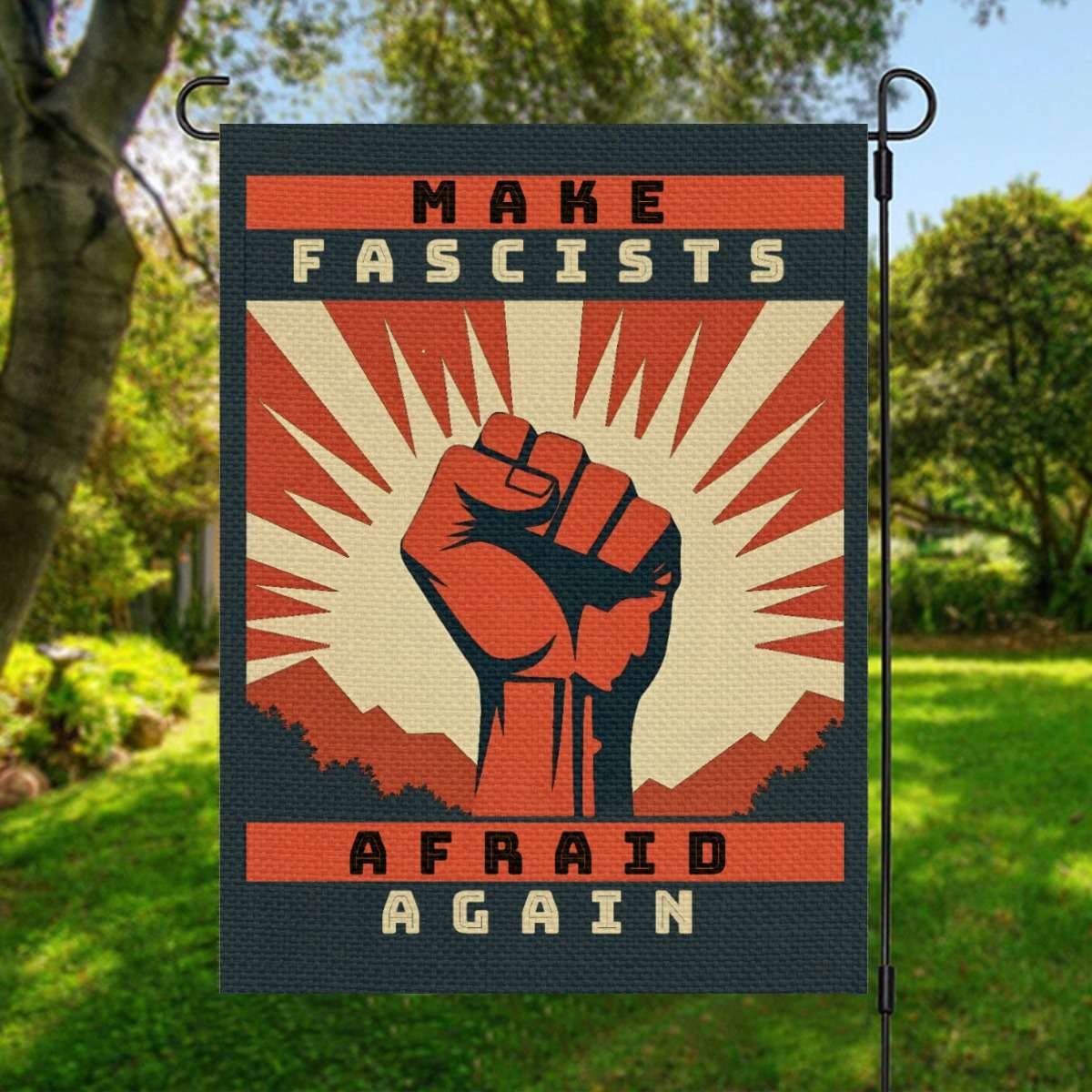 Make Fascists Afraid Again Protest Garden Flag Vintage Style Design Outdoor Decor