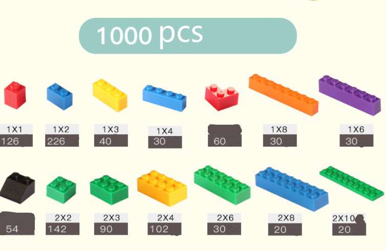 Rainbow Creative Building Blocks – Small Particle ABS Construction Bricks (Bulk Set) - 1000pcs