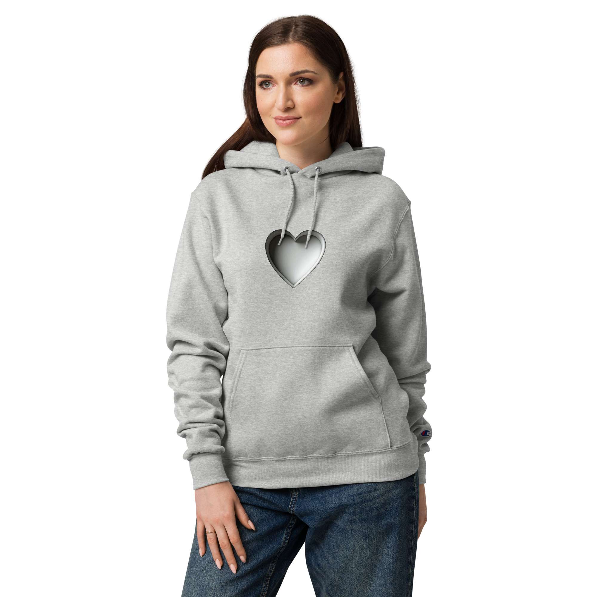 Hollow Heart Unisex Champion Hoodie – Valentine’s Day Comfort Essential