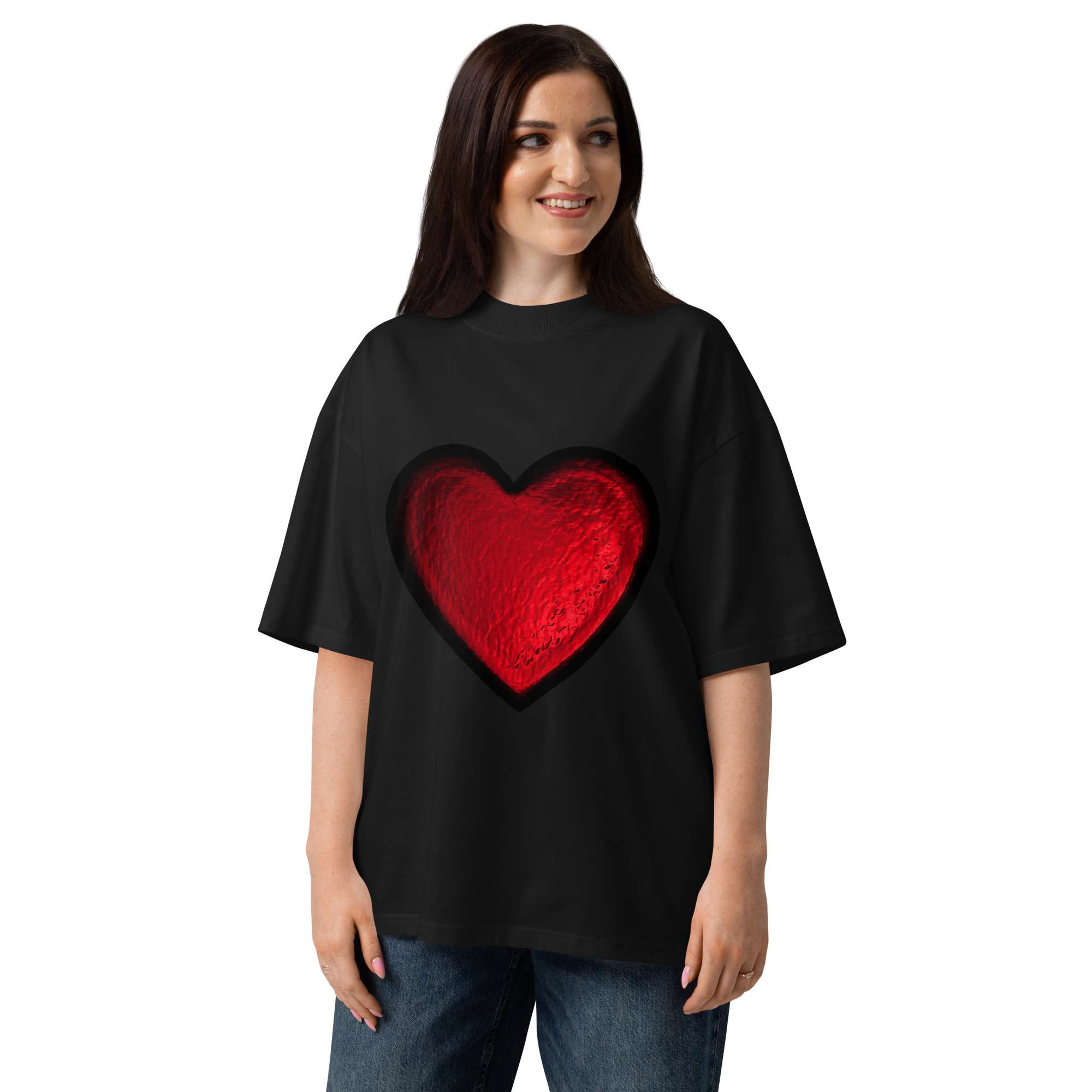 Red Foil Print Oversized T-Shirt – Valentine’s Day Streetwear Tee