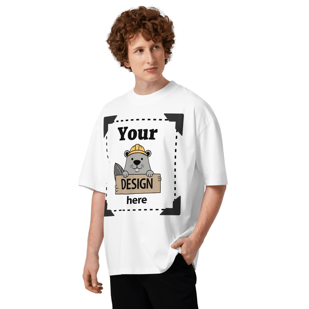 Design-Your-Own Oversized Organic High-Neck T-Shirt - Image 9