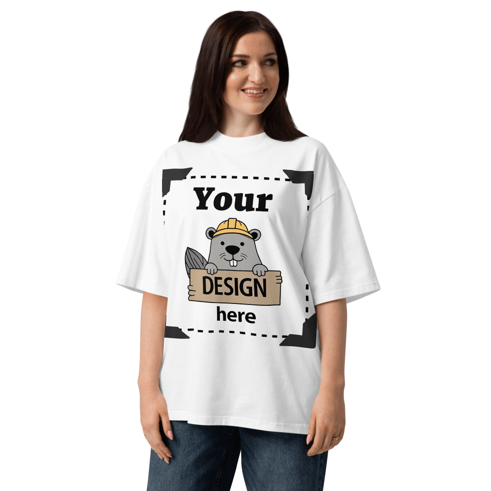 Design-Your-Own Oversized Organic High-Neck T-Shirt - Image 10